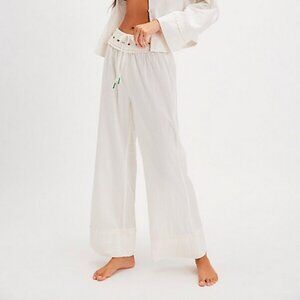 Free People Sweet As Roses Lounge Pants Floral Embroidered M & XS US ITEM